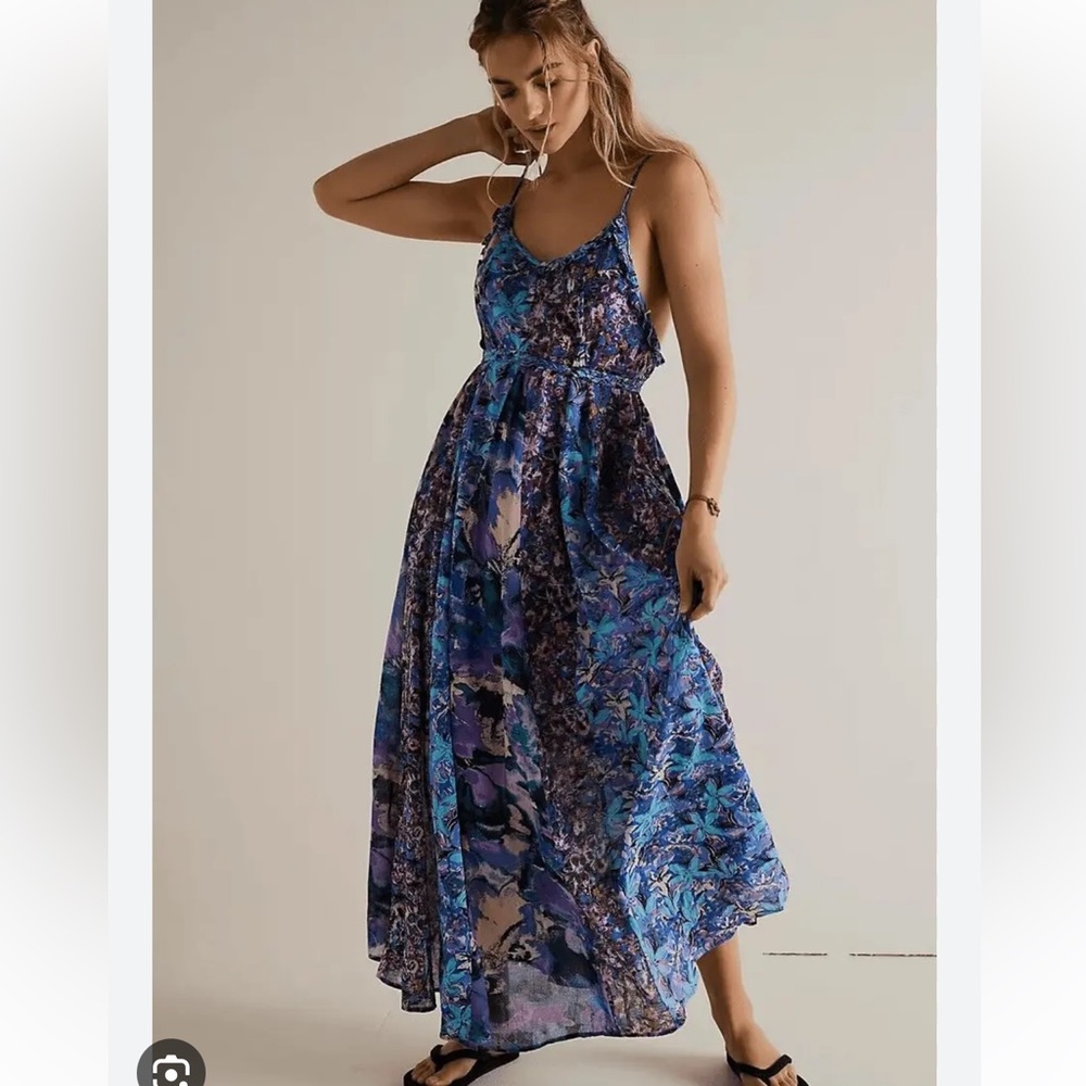 Free People Moondive Maxi Spaghetti Strap Boho Dress